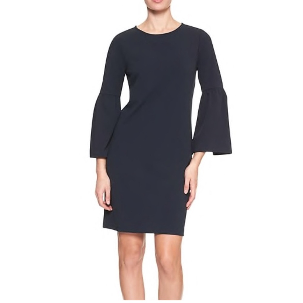 Ann Taylor Black Bell Sleeve A line Shift Dress 8P NWT - Picture 2 of 16